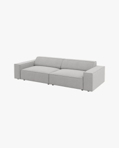 CANAPEA CU 3 LOCURI JODIE, 204X99 CM, ADANCIME SCAUN 62 CM, GRI DESCHIS, TAPITAT CU TAPITERIE DIN TEXTIL STRUCTURAT MEGAN, MICADONI - Img 3