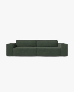 CANAPEA CU 3 LOCURI JODIE, 204X99 CM, ADANCIME SCAUN 62 CM, VERDE MUSCHI, TAPITAT CU TAPITERIE DIN TEXTIL STRUCTURAT LIBERTY, MICADONI