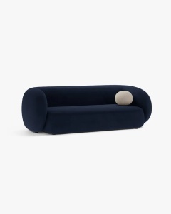 CANAPEA CU 3 LOCURI KATE, ALBASTRU ROYAL, 213X99 CM, TAPITAT CU TAPITERIE DIN TEXTIL CATIFEA SALVADOR, MICADONI