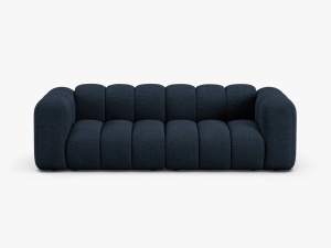 CANAPEA CU 3 LOCURI LUPIN 228, ALBASTRU INCHIS, CU TAPITERIE DIN TEXTIL BOUCLE BALOO, MICADONI