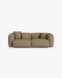 CANAPEA CU 3 LOCURI MARTINA, 120X184 CM, ADANCIME SCAUN 90 CM, CAPPUCCINO TAPITAT CU TAPITERIE DIN TEXTIL BOUCLE MONET, MICADONI
