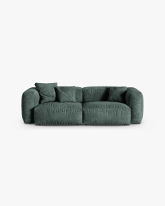 CANAPEA CU 3 LOCURI MARTINA, 120X184 CM, ADANCIME SCAUN 90 CM, VERDE MUSCHI, TAPITAT CU TAPITERIE DIN TEXTIL CATIFEA VOGUE, MICADONI