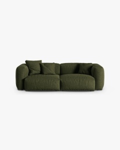 CANAPEA CU 3 LOCURI MARTINA, 120X184 CM, ADANCIME SCAUN 90 CM, VERDE, TAPITAT CU TAPITERIE DIN TEXTIL STRUCTURAT BOSTON, MICADONI