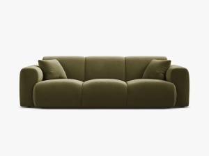 CANAPEA CU 3 LOCURI, MOLINO, 235 CM, VERDE DESCHIS, CU TAPITERIE DIN TEXTIL CATIFEA VELVET CASINO, MICADONI