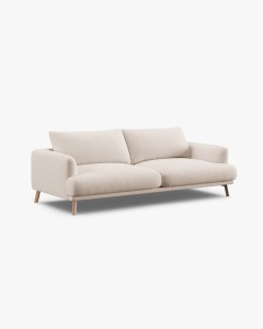 CANAPEA CU 3 LOCURI, NAOMI, BEJ, 200X95 CM, TAPITAT CU TAPITERIE DIN TEXTIL STRUCTURAT LIBERTY, MICADONI - Img 2