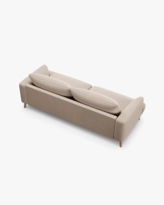 CANAPEA CU 3 LOCURI, NAOMI, BEJ, 200X95 CM, TAPITAT CU TAPITERIE DIN TEXTIL CATIFEA SALVADOR, MICADONI - Img 2