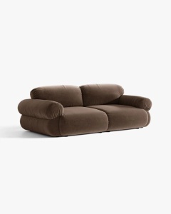 CANAPEA CU 3 LOCURI, OPHELIA, CIOCOLATIU, 217 CM, CU TAPITERIE DIN TEXTIL CATIFEA VENUS, MICADONI - Img 2