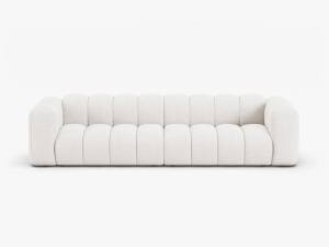 CANAPEA CU 4 LOCURI LUPIN 288, ALBA, CU TAPITERIE DIN TEXTIL BOUCLE BALOO, MICADONI - Img 1