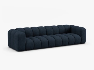 CANAPEA CU 4 LOCURI LUPIN 288, ALBASTRU INCHIS, CU TAPITERIE DIN TEXTIL BOUCLE BALOO, MICADONI - Img 2