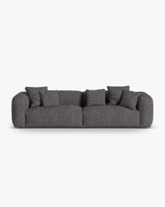 CANAPEA CU 4 LOCURI, MARTINA, GRI ANTRACIT, 320 CM, CU TAPITERIE DIN TEXTIL BOUCLE MONET, MICADONI