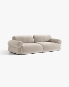 CANAPEA CU 4 LOCURI, OPHELIA, BEJ, 257 CM, CU TAPITERIE DIN TEXTIL CATIFEA VENUS, MICADONI - Img 2