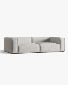 CANAPEA CU 5 LOCURI, NURIA GRI DESCHIS, 290X110 CM, TAPITAT CU TAPITERIE DIN TEXTIL STRUCTURAT LIBERTY, MICADONI - Img 2