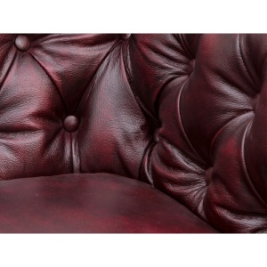 CANAPEA DE LUX CHESTERFIELD 200CM, 3 LOCURI, DIN PIELE NATURALA, CULOARE ROSIE, ARTIM SELECTION - Img 4