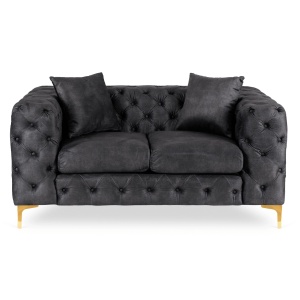 CANAPEA DEOSEBITA 2 LOCURI, ARTIM MEBLE, MATERIAL TEXTIL( CATIFEA) SI SUPORT METALIC, CULOARE NEAGRA/AURIU, STIL MODERN - Img 3