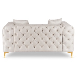 CANAPEA DEOSEBITA 2 LOCURI, ARTIM MEBLE, MATERIAL TEXTIL( CATIFEA) SI SUPORT METALIC, CULOARE CREM/AURIU, STIL MODERN - Img 5