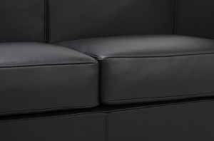 CANAPEA DUBLA NEAGRA DIN PIELE NATURALA SOFT LC2 STIL MODERN - Img 4