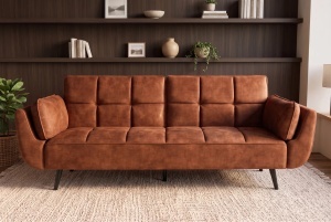 CANAPEA EXTENSIBILA BOUTIQUE 215CM, 3 LOCURI, REALIZAT DIN LEMN SI CATIFEA, CULOARE MARO RUGINIU - Img 8