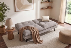 CANAPEA EXTENSIBILA COCO 190CM, 3 LOCURI, REALIZATA DIN LEMN SI CATIFEA, DE CULOARE BEJ, ARTIM GROUP - Img 4