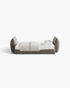 CANAPEA EXTENSIBILA CU 3 LOCURI, BLOOM, 250 CM, GRI, CU TAPITERIE DIN TEXTIL CATIFEA CASINO, MICADONI - Img 3