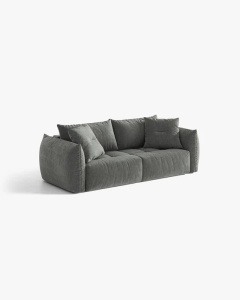 CANAPEA EXTENSIBILA CU 3 LOCURI, BLOOM, 250 CM, GRI INCHIS, CU TAPITERIE DIN TEXTIL STRUCTURAT WIND, MICADONI - Img 2