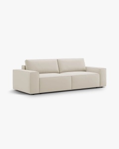 CANAPEA EXTENSIBILA CU 3 LOCURI, JODIE, 107X472 CM, ADANCIME SCAUN 62 CM, BEJ INCHIS, TAPITAT CU TAPITERIE DIN TEXTIL CATIFEA BLUVEL, MICADONI - Img 3