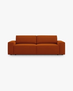 CANAPEA EXTENSIBILA CU 3 LOCURI, JODIE, 107X472 CM, ADANCIME SCAUN 62 CM, CARAMIZIU, TAPITAT CU TAPITERIE DIN TEXTIL STRUCTURAT MEGAN, MICADONI