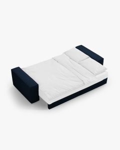 CANAPEA EXTENSIBILA CU 3 LOCURI, JODIE, 107X472 CM, ADANCIME SCAUN 62 CM, ALBASTRU INCHIS, TAPITAT CU TAPITERIE DIN TEXTIL BOUCLE BALOO, MICADONI - Img 2