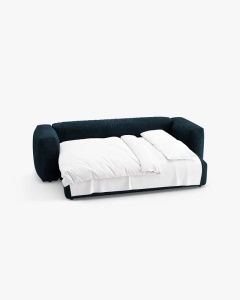 CANAPEA EXTENSIBILA, CU 3 LOCURI, MARTINA, ALBASTRU INCHIS, 264 CM, CU TAPITERIE DIN TEXTIL CATIFEA VOGUE, MICADONI - Img 4
