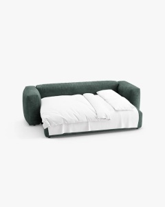 CANAPEA EXTENSIBILA, CU 3 LOCURI, MARTINA, VERDE MUSCHI, 264 CM, CU TAPITERIE DIN TEXTIL CATIFEA VOGUE, MICADONI - Img 4