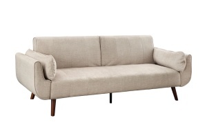 CANAPEA EXTENSIBILA DIVANI 220CM, 3 LOCURI, REALIZAT DIN LEMN SI CATIFEA, CULOARE BEJ SAMPANIE