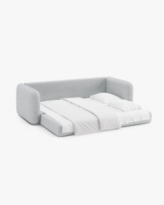 CANAPEA EXTENSIBILA DORMI, GRI DESCHIS, 225X94 CM, TAPITAT CU TAPITERIE DIN TEXTIL STRUCTURAT MOLYBDEN, MICADONI - Img 5