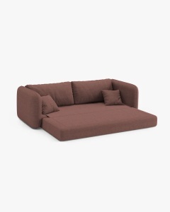 CANAPEA EXTENSIBILA DORMI, ROZ INCHIS, 225X94 CM, TAPITAT CU TAPITERIE DIN TEXTIL STRUCTURAT MOLYBDEN, MICADONI - Img 4