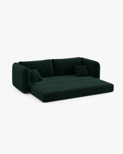 CANAPEA EXTENSIBILA DORMI, VERDE SMARALD, 225X94 CM, TAPITAT CU TAPITERIE DIN TEXTIL CATIFEA SALVADOR, MICADONI - Img 4