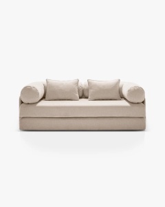 CANAPEA EXTENSIBILA DREAMY, CU 3 LOCURI, BEJ, 206X95 CM, TAPITAT CU TAPITERIE DIN TEXTIL STRUCTURAT LIBERTY, MICADONI