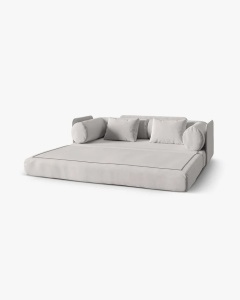 CANAPEA EXTENSIBILA DREAMY, CU 3 LOCURI, GRI DESCHIS, 206X95 CM, TAPITAT CU TAPITERIE DIN TEXTIL CATIFEA SALVADOR, MICADONI - Img 2