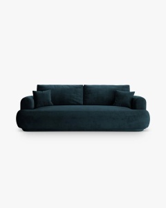 CANAPEA EXTENSIBILA ELLA, ALBASTRU INCHIS, 253X108 CM, TAPITAT CU TAPITERIE DIN TEXTIL CATIFEA VOGUE, MICADONI