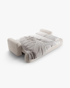 CANAPEA EXTENSIBILA ELLA, BEJ DESCHIS, 253X108 CM, TAPITAT CU TAPITERIE DIN TEXTIL BOUCLE CORAL, MICADONI - Img 5