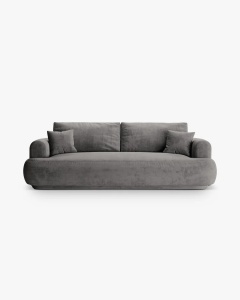 CANAPEA EXTENSIBILA ELLA, GRI, 253X108 CM, TAPITAT CU TAPITERIE DIN TEXTIL CATIFEA VOGUE, MICADONI
