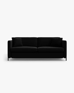 CANAPEA EXTENSIBILA GLORIA, CU 2 LOCURI, NEGRU, 102X186 CM, TAPITAT CU TAPITERIE DIN TEXTIL CATIFEA SALVADOR, MICADONI