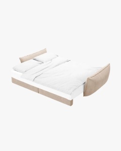 CANAPEA EXTENSIBILA KAELLE, 244 CM, CU 3 LOCURI, BEJ, CU TAPITERIE DIN TEXTIL CHENILLE OVER THE HORIZON, MICADONI - Img 2