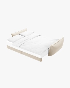 CANAPEA EXTENSIBILA KAELLE, 244 CM, CU 3 LOCURI, BEJ DESCHIS, CU TAPITERIE DIN TEXTIL CATIFEA BLUVEL, MICADONI - Img 2