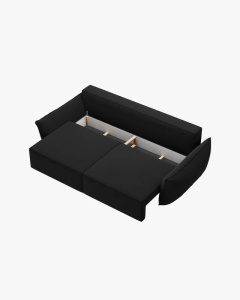 CANAPEA EXTENSIBILA KAELLE, 244 CM, CU 3 LOCURI, NEGRU, CU TAPITERIE DIN TEXTIL CATIFEA BLUVEL, MICADONI - Img 4
