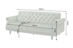 CANAPEA EXTENSIBILA MAISON BELLE 220CM, DIN LEMN SI TEXTIL CATIFEA, CULOARE VERDE, INVICTA INTERIOR - Img 10