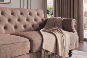 CANAPEA EXTENSIBILA MAISON BELLE 220CM, REALIZATA DIN LEMN SI CATIFEA, CULOARE GRI, INVICTA INTERIOR - Img 2