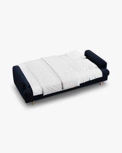 CANAPEA EXTENSIBILA NAOMI, CU 3 LOCURI, ALBASTRU ROYAL, 233X110 CM, TAPITAT CU TAPITERIE DIN TEXTIL CATIFEA SALVADOR, MICADONI - Img 3