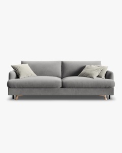 CANAPEA EXTENSIBILA NAOMI, CU 3 LOCURI, GRI, 233X110 CM, TAPITAT CU TAPITERIE DIN TEXTIL CATIFEA SALVADOR, MICADONI