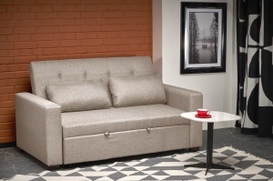 CANAPEA EXTENSIBILA PAULINIO, BEJ, TAPITERIE DIN STOFA, STIL MODERN