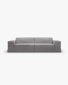 CANAPEA JODIE, CU 3 LOCURI, 204X99 CM, GRI CALD, TAPITAT CU TAPITERIE DIN TEXTIL STRUCTURAT LINS, MICADONI