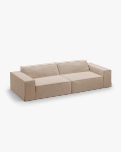 CANAPEA JODIE, CU 4 LOCURI, 244X99 CM, NISIPIU, TAPITAT CU TAPITERIE DIN TEXTIL STRUCTURAT LINS, MICADONI - Img 3