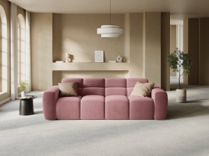 CANAPEA LISA, 4 LOCURI, 265 CM, ROZ, TAPITERIE DIN CATIFEA, DESIGN DEOSEBIT